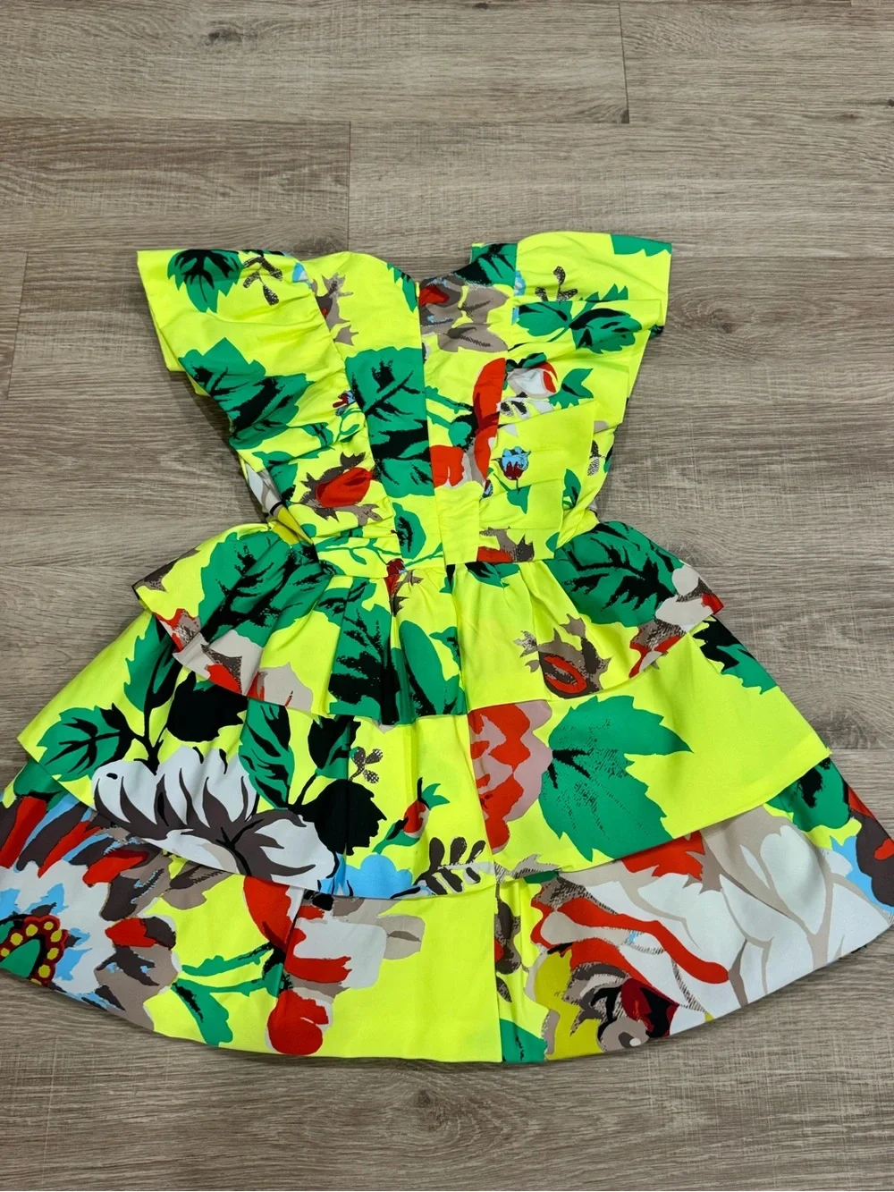 Christopher John Rogers x Target Neon Floral Tiered Peplum Mini Dress Size 0